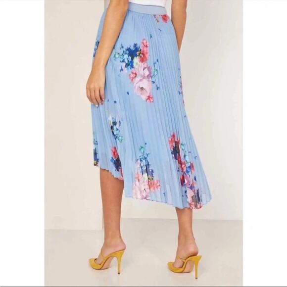 Ted Baker Harrpa Raspberry Ripple Asymmetrical Pleated Midi Skirt Size US 12 - Picture 7 of 14